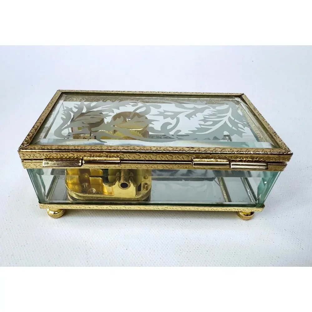 Vintage Yunsheng Beveled Glass Jewelry Box Music Box